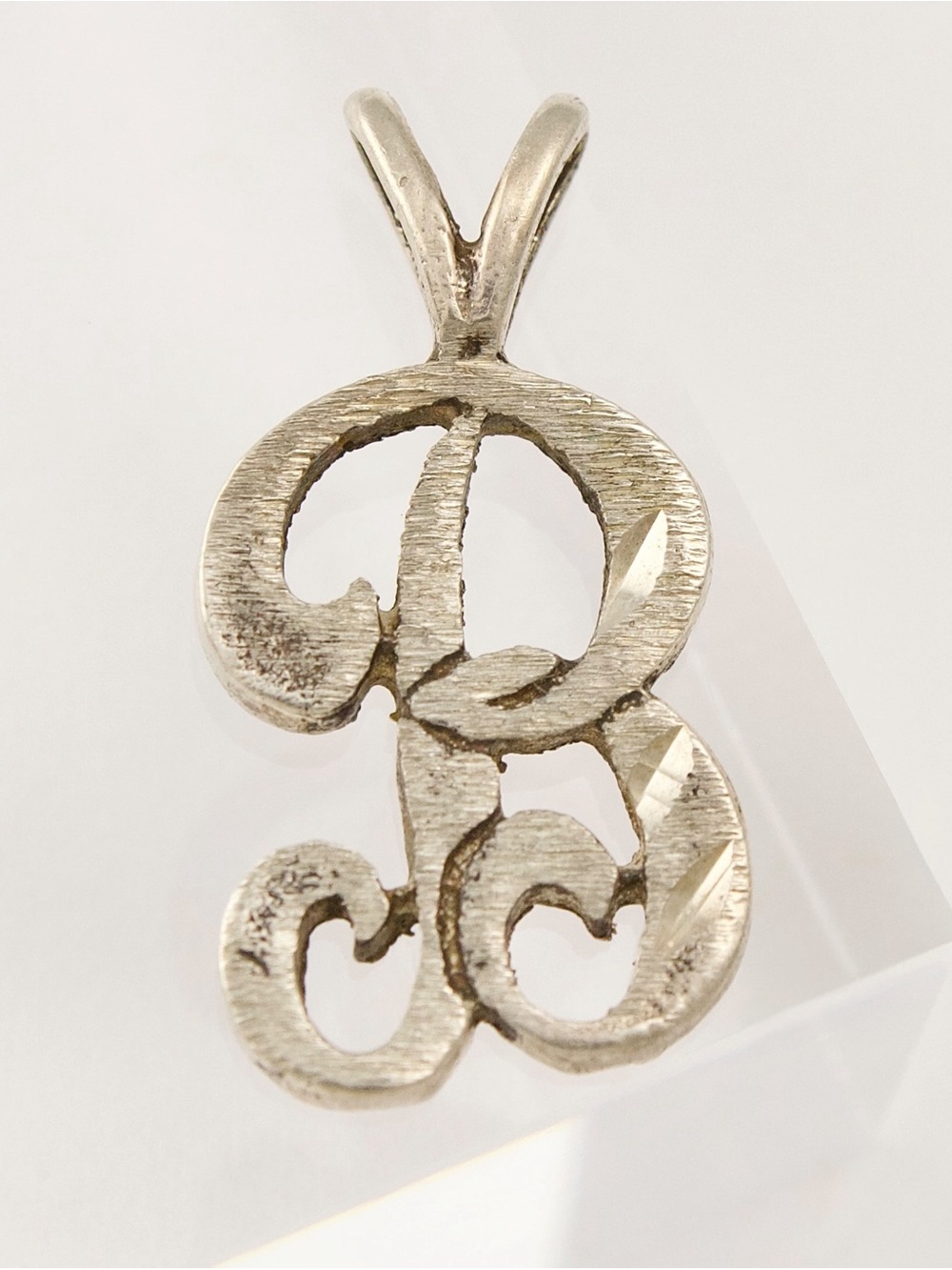 Vintage Sterling Silver Letter B Necklace Pendant Cursive Script Initial
